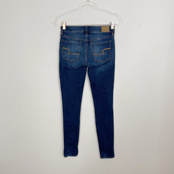 American Eagle Next Level Stretch Hi Rise Jegging Ripped Jeans Womens 2 Regular - Picture 2 of 11